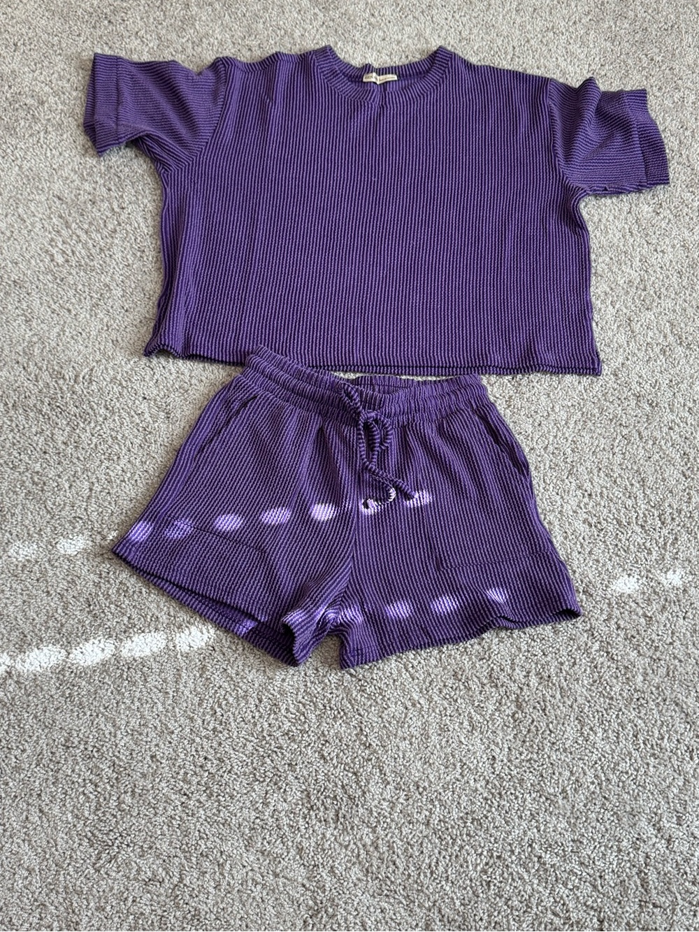 New without tags Purple Ribbed Lounge Shorts
